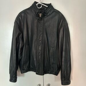 Perry Ellis Vintage Black Leather Jacket